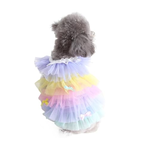 Hunde-Prinzessinnenkleid aus atmungsaktivem Netzstoff, niedlicher Haustier-Kuchenrock für kleine Hunde und Katzen, Sommer-Welpen-Shirt mit Schleife (A,XL) von CHUANYGU