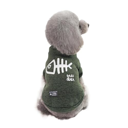 Hundehemd mit Fischgrätenmuster, atmungsaktives Polyester, Haustierbekleidung für kleine, mittelgroße und große Hunde, dehnbares, bequemes Outfit für Frühling und Sommer (Dunkelgrün, XXL) von CHUANYGU
