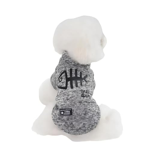 Hundehemd mit Fischgrätenmuster, atmungsaktives Polyester, Haustierbekleidung für kleine, mittelgroße und große Hunde, dehnbares, bequemes Outfit für Frühling und Sommer (Grau, M) von CHUANYGU