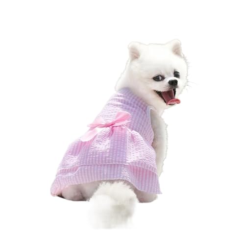 Hundekleid für kleine Hunde, Sommer-Outfit, Prinzessin, Haustier-Tutu, Rock, Bekleidung für Chihuahua, Welpen, Katzen, gestreift, Spandex, niedlich, modisch (Rosa, S) von CHUANYGU