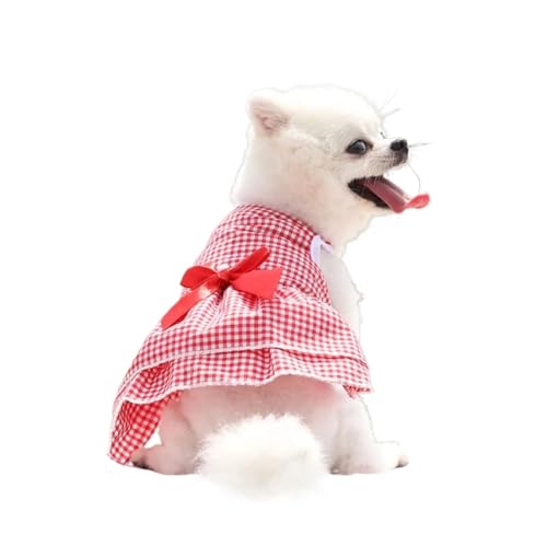 Hundekleid für kleine Hunde, Sommer-Outfit, Prinzessin, Haustier-Tutu, Rock, Bekleidung für Chihuahua, Welpen, Katzen, gestreift, Spandex, niedlich, modisch (Rot, S) von CHUANYGU
