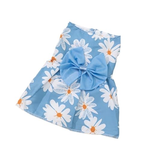 Hundekleid mit Blumenmuster und Schleife, Frühlings-Hochzeits-Haustierrock für kleine Hunde, niedliches Blumendruck, Welpen-Outfit (C,S) von CHUANYGU