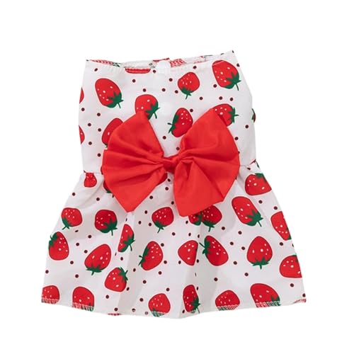 Hundekleid mit Blumenmuster und Schleife, Frühlings-Hochzeits-Haustierrock für kleine Hunde, niedliches Blumendruck-Welpenoutfit (A,M) von CHUANYGU