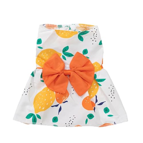 Hundekleid mit Blumenmuster und Schleife, Frühlings-Hochzeits-Haustierrock für kleine Hunde, niedliches Blumendruck-Welpenoutfit (B, M) von CHUANYGU