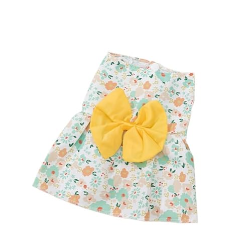Hundekleid mit Blumenmuster und Schleife, Frühlingshose, Haustierrock für kleine Hunde, niedliches Blumendruck, Welpen-Outfit (D,XL) von CHUANYGU