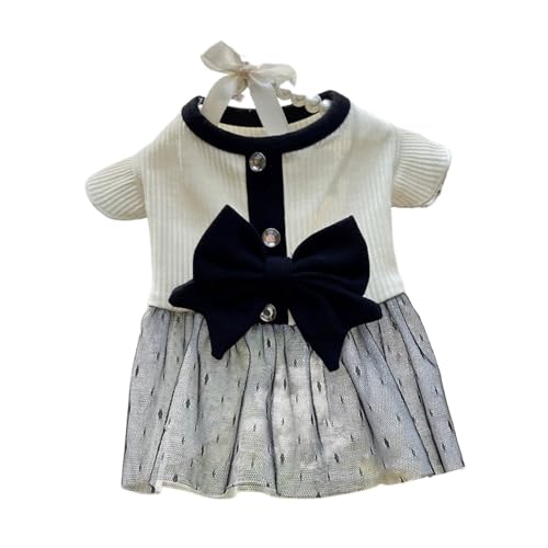 Hundekleid mit Schleife und Spitze, Sommer-Welpenkleidung, Baumwollrock und T-Shirt, für kleine und mittelgroße Hunde geeignet von CHUANYGU