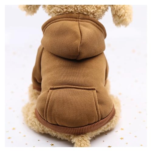 Hundemantel für den Winter, warm, mit weichem Fleece gefüttert, Haustiermantel für kleine, mittelgroße Hunde, Welpen, Katzen, geeignet für Chihuahua, Französische Bulldogge, Mops (Braun, M) von CHUANYGU