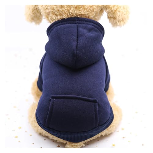 Hundemantel für den Winter, warm, mit weichem Fleece gefüttert, Haustiermantel für kleine, mittelgroße Hunde, Welpen, Katzen, geeignet für Chihuahua, Französische Bulldogge, Mops (Dunkelblau, M) von CHUANYGU