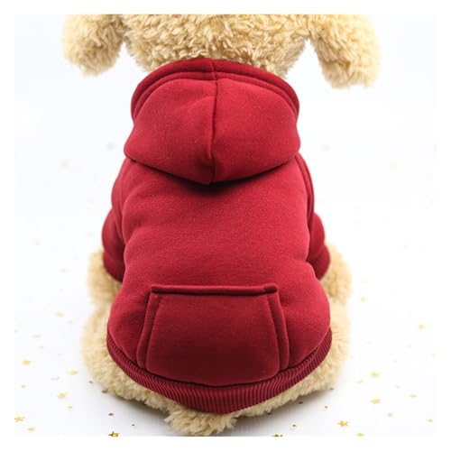 Hundemantel für den Winter, warm, mit weichem Fleece gefüttert, Haustiermantel für kleine, mittelgroße Hunde, Welpen, Katzen, geeignet für Chihuahua, Französische Bulldogge, Mops (Rot, M) von CHUANYGU