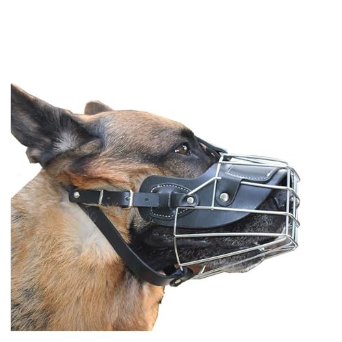 Hundemaulkorb für große Hunde - Verstellbarer Korbmaulkorb für Pitbull, Deutscher Schäferhund - Anti Beißen Kautraining - Metallkäfig-Design mit sicheren Gurten (L) von CHUANYGU