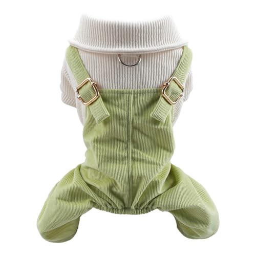 Hundeoverall mit Revers, weicher Overall für kleine Hunde, bequemes Ganzjahres-Welpen-Outfit (XS), Grün von CHUANYGU