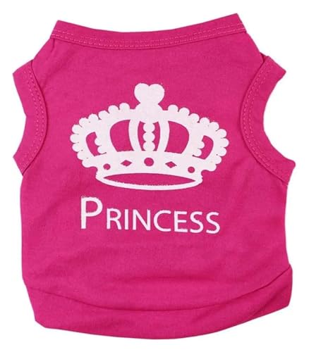 Hundeshirt mit Prinzessinnenkrone, Sommerkleidung für kleine Hunde und Katzen, leicht, atmungsaktiv (Hot Pink, S) von CHUANYGU