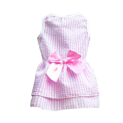 Kariertes Hundekleid mit Schleife, gestreifter Haustierrock für Katzen und mittelgroße Hunde, Frühlings- und Sommer-Hochzeitsoutfit (A,XS) von CHUANYGU