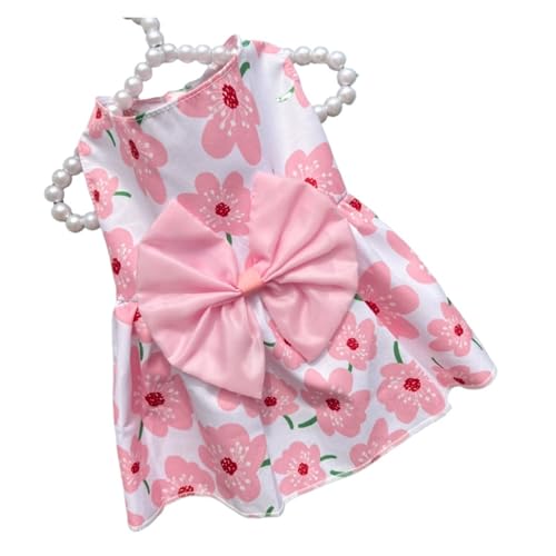 Kariertes Hundekleid mit Schleife, gestreifter Haustierrock für Katzen und mittelgroße Hunde, Frühlings- und Sommer-Hochzeitsoutfit (C,M) von CHUANYGU