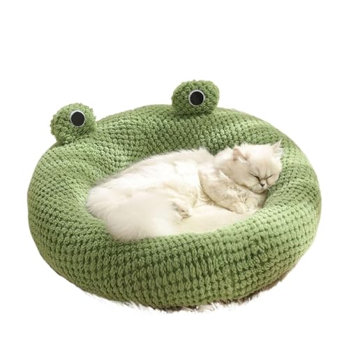 Katzenbett in Froschform, geschlossenes Haustierzelt, weiches Plüsch-Winterhaus für kleine Katzen und Welpen, warmes, gemütliches Schlafbett mit rutschfester Unterseite (A) von CHUANYGU