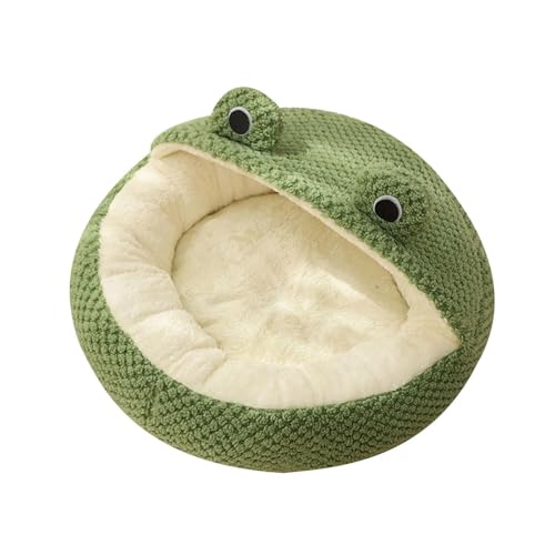 Katzenbett in Froschform, geschlossenes Haustierzelt, weiches Plüsch-Winterhaus für kleine Katzen und Welpen, warmes, gemütliches Schlafbett mit rutschfester Unterseite (B) von CHUANYGU