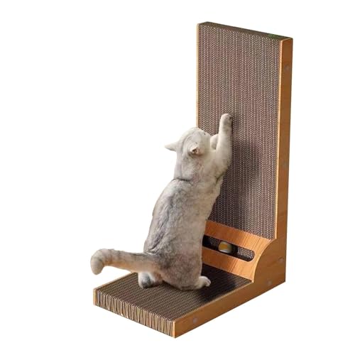 Kratzbrett für Katzen in L-Form mit hängendem Ball, vertikaler Wellpapp-Kratzer für Indoor-Katzen Kratzbrett für Katzen in L-Form mit hängendem Ball, vertikaler Wellpapp-Kratzer für Indoor-Katzen von CHUANYGU