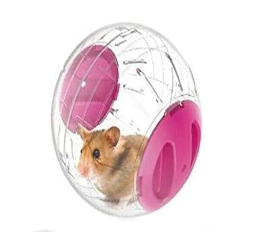 Leiser Hamster-Gymnastikball mit Ständer, 15 cm, Laufrad für Kleintiere, atmungsaktiv, Aktivitätsball für Hamster, Mäuse, Rennmäuse, Käfigzubehör (Rosa) von CHUANYGU