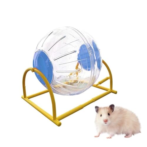 Leiser Hamster-Gymnastikball mit Ständer, 15 cm, Laufrad für Kleintiere, atmungsaktiv, Aktivitätsball für Hamster, Mäuse, Rennmäuse, Käfigzubehör (blau) von CHUANYGU