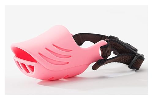 Maulkorb für kleine und mittelgroße Hunde, weiches Silikon, Anti-Bell-Stopper, verstellbar, atmungsaktiv, Entenmundschutz mit Sicherheitsgurt (Rosa, XL) von CHUANYGU
