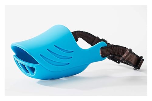 Maulkorb für kleine und mittelgroße Hunde – weiches Silikon, Anti-Bell-Stopper – verstellbar, atmungsaktiv, Entenmundschutz mit Sicherheitsgurt (Blau, XL) von CHUANYGU