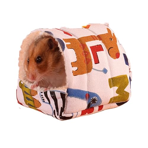 Mini-Hamsterbett Versteck – weiches Fleece und Segeltuch Hamsterhaus für Zwerghamster, Rennmäuse – gemütliches Käfignest, warmer Haustier-Lebensraum (1, M) von CHUANYGU