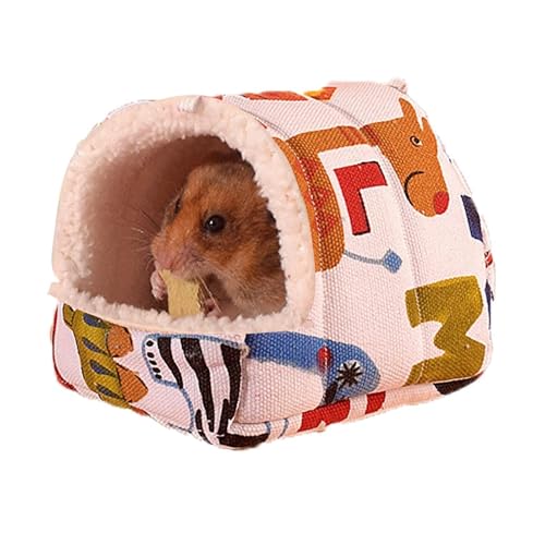 Mini-Hamsterbett Versteck – weiches Fleece und Segeltuch Hamsterhaus für Zwerghamster, Rennmäuse – gemütliches Käfignest, warmer Haustier-Lebensraum (1, XL) von CHUANYGU
