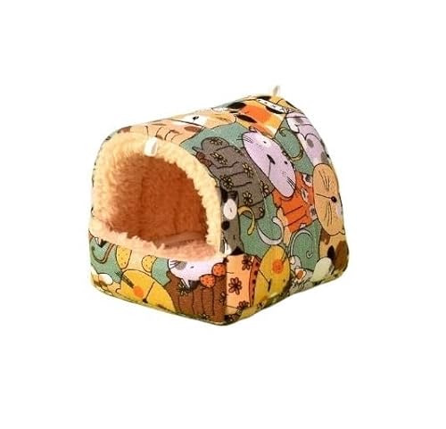 Mini-Hamsterbett Versteck – weiches Fleece und Segeltuch Hamsterhaus für Zwerghamster, Rennmäuse – gemütliches Käfignest, warmer Haustier-Lebensraum (3, XL) von CHUANYGU