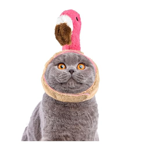 Niedlicher Hasenhut für Katzen und kleine Hunde, bezaubernder Tiger-Kostümhut für Haustiere, weicher Plüsch, Party-Kopfbedeckung für Kätzchen, Welpen (Flamingo) von CHUANYGU