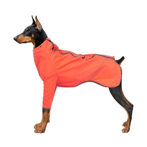 Outdoor-Regenmantel für Hunde mit reflektierenden Streifen, wasserdicht, winddicht für jedes Wetter, verstellbare Passform, Orange, Größe XXL Outdoor-Regenmantel für Hunde mit reflektierenden Streifen, wasserdicht, winddicht für jedes Wetter, verstellbare Passform, Orange, Größe XXL von CHUANYGU