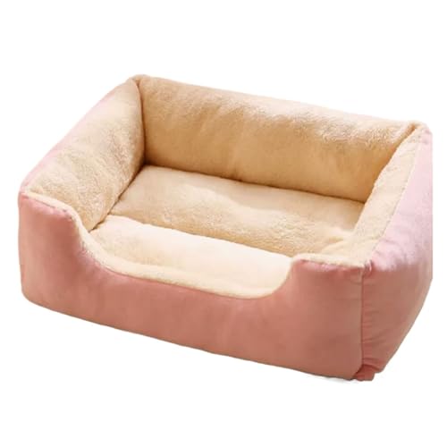 Plüsch-Haustierbett für Katzen und kleine Hunde, weiches Katzenhaus im Höhlenstil, mit abnehmbarem Kissen, warmes, waschbares Hundebett in mehreren Größen (Rosa, L) von CHUANYGU