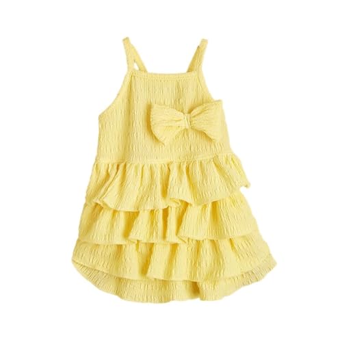 Prinzessinnen-Hundekleid mit Schleife, gestufter Baumwollrock für kleine Hunde und Katzen, Haustier-Party-Outfit für besondere Anlässe (Gelb, XXL) von CHUANYGU