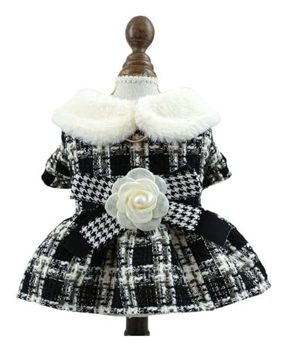 Prinzessinnenrock für kleine Hunde, glitzerndes Party-Outfit, Urlaub, formelle Kleidung (Pelzkragen, XS) von CHUANYGU