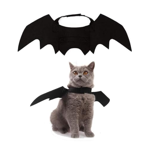 Schwarze Katze Fledermaus Flügel Kostüm für Halloween, verstellbare Filz Haustier Flügel für Katzen & kleine Hunde, lustiges Cosplay Dress Up Party Zubehör Schwarze Katze Fledermaus Flügel Kostüm für Halloween, verstellbare Filz Haustier Flügel für Katzen & kleine Hunde, lustiges Cosplay Dress Up Party Zubehör von CHUANYGU