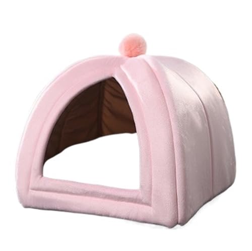 Selbstwärmendes Haustierzelt, Bett für kleine Hunde und Katzen, tragbares Höhlenhaus mit abnehmbarem Kissen, maschinenwaschbar (Grün/Grau) (Rosa, L) von CHUANYGU