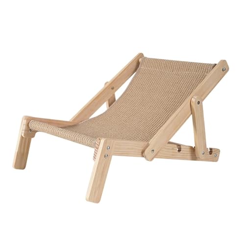 Sisal-Katzenstuhl-Bett mit Kratzbaum, erhöhter Loungesessel für Indoor-Katzen, Massivholzrahmen mit abnehmbarem Sisal-Pad (33,8 x 37 x 50,9 cm) von CHUANYGU