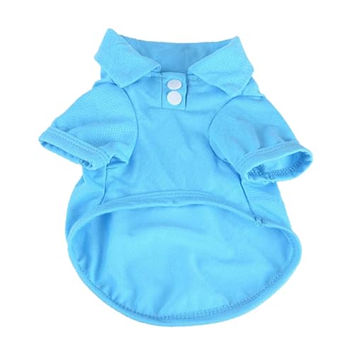 Sommer-Hunde-Poloshirt, weich, atmungsaktiv, Welpenkleidung für kleine Hunde, einfarbig, Katzenbekleidung, Haustierkostüm, anwendbar für Chihuahua, Blau, Größe M Sommer-Hunde-Poloshirt, weich, atmungsaktiv, Welpenkleidung für kleine Hunde, einfarbig, Katzenbekleidung, Haustierkostüm, anwendbar für Chihuahua, Blau, Größe M von CHUANYGU
