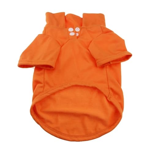 Sommer-Hunde-Poloshirt, weich, atmungsaktiv, Welpenkleidung für kleine Hunde, einfarbig, Katzenbekleidung, Haustierkostüm, anwendbar für Chihuahua, Orange, Größe S Sommer-Hunde-Poloshirt, weich, atmungsaktiv, Welpenkleidung für kleine Hunde, einfarbig, Katzenbekleidung, Haustierkostüm, anwendbar für Chihuahua, Orange, Größe S von CHUANYGU