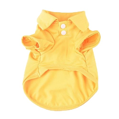 Sommer-Hunde-Poloshirt, weich, atmungsaktiv, Welpenkleidung für kleine Hunde, einfarbig, Katzenbekleidung, Haustierkostüm, anwendbar für Chihuahua (Gelb, XS) von CHUANYGU