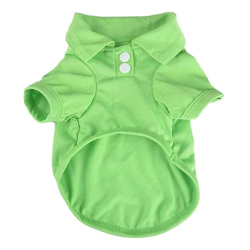 Sommer-Hunde-Poloshirt, weich, atmungsaktiv, Welpenkleidung für kleine Hunde, einfarbig, Katzenbekleidung, Haustierkostüm, anwendbar für Chihuahua (Grün, L) von CHUANYGU