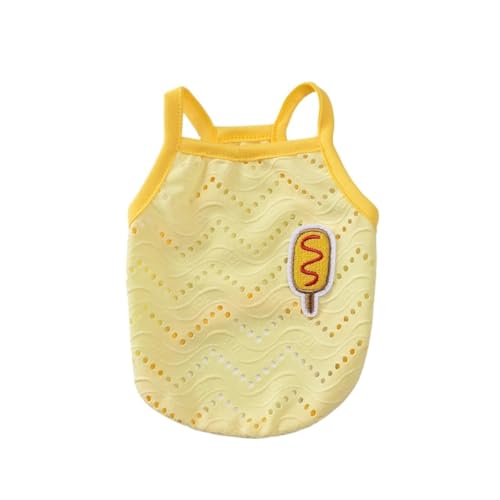 Sommer-Netzweste für Hunde, niedlich, atmungsaktiv, für kleine Hunde, Pudel, Malteserkatzen, Haustierbekleidung (Gelb, XL) von CHUANYGU