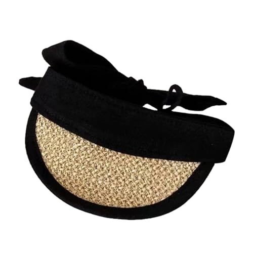 Stroh-Sonnenhut für kleine Hunde, verstellbarer Kinnriemen, UV-Schutz, Visierhut für Outdoor, Strandspaziergänge, Parkbesuche, Schwarz und Khaki (schwarz) von CHUANYGU