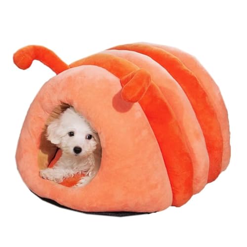 Tingting's Dream kreatives süßes Katzenbett, Höhle, Winter, warm, Haustier-Schlafbett, weich, rutschfest, Katzenhausbett für drinnen und draußen, Orange, 50 x 40 x 30 cm (unter 7,5 kg) (Orange, 60 x von CHUANYGU