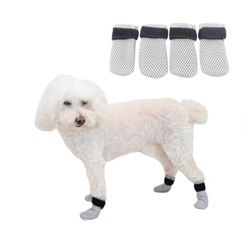 Verstellbare kratzfeste Katzenschuhe – weiche Haustierstiefel für kleine Hunde und Katzen, Pfotenschutz zum Baden, Fellpflege und Tierarztbesuche, Grau (Größe M) (Grau, L) von CHUANYGU
