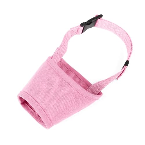 Verstellbarer Maulkorb für Hunde zum Beißen und Bellen – weicher, atmungsaktiver Polyester-Maulkorb mit Schnellverschluss-Schnallen für Training und Außenbereich (Rosa, Größe XXS) von CHUANYGU
