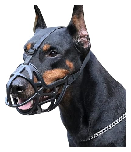 Verstellbarer Maulkorb für mittelgroße und große Hunde – atmungsaktive Anti-Biss-Maske verhindert Kauen & Bellen – sicher zum Trinken & Training (L) von CHUANYGU
