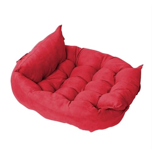 Verstellbares Haustierbett für Hunde und Katzen, weiches, waschbares Kissen mit abnehmbarer Matte, gemütliches Nest für kleine bis mittelgroße Haustiere (Rot, XL) von CHUANYGU