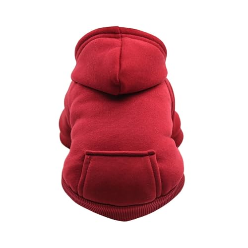 Warmer Winter-Hundepullover für kleine und mittelgroße Welpen, gemütlicher Fleece-gefütterter Haustier-Kapuzenpullover mit Tasche, geeignet für Herbst und kaltes Wetter (S) von CHUANYGU
