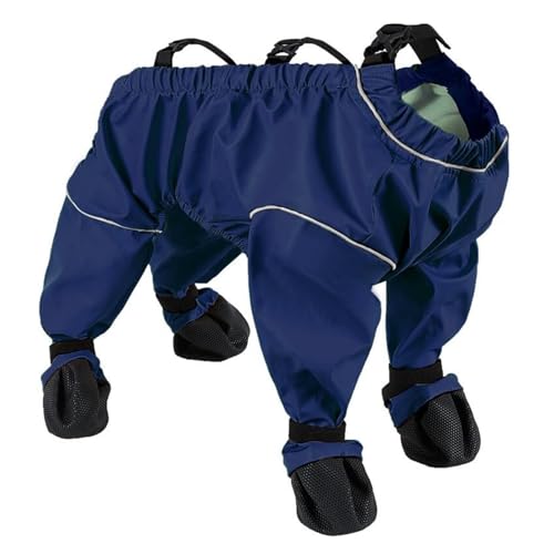Wasserdichte Hundeschuhe für den Außenbereich, rutschfeste Hundeschuhe für kleine, mittelgroße und große Hunde, Ganzjahres-Haustierpfotenschutz (Blau, M) von CHUANYGU