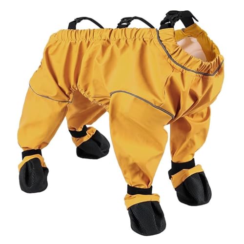 Wasserdichte Hundeschuhe für den Außenbereich, rutschfeste Hundeschuhe für kleine, mittelgroße und große Hunde, Ganzjahres-Haustierpfotenschutz (Gelb, XL) von CHUANYGU